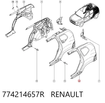 Aleta trasera izquierda RENAULT 774214657R