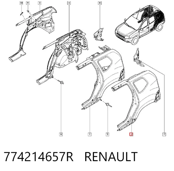 Aleta trasera izquierda 774214657R Renault (RVI)