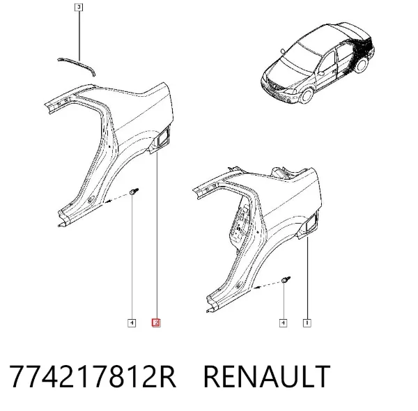 Aleta trasera izquierda 774217812R Renault (RVI)