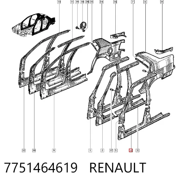 Umbral exterior izquierdo 7751464619 Renault (RVI)