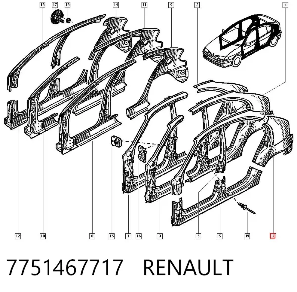 Aleta trasera izquierda 7751467717 Renault (RVI)