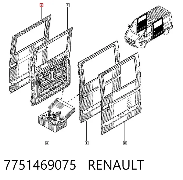Puerta lateral corrediza derecha 7751469075 Renault (RVI)