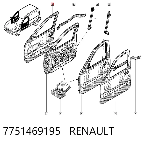 Puerta delantera derecha 7751469195 Renault (RVI)