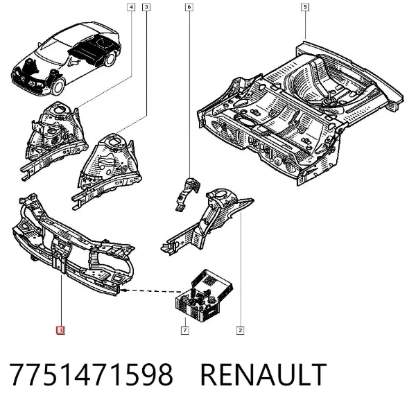 Soporte de radiador 7751471598 Renault (RVI)