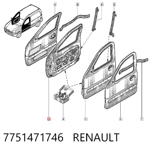 Puerta delantera derecha 7751471746 Renault (RVI)