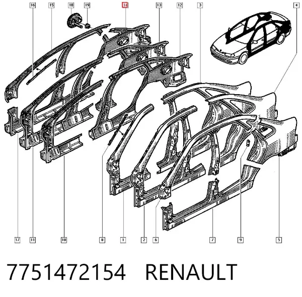 Aleta trasera derecha 7751472154 Renault (RVI)