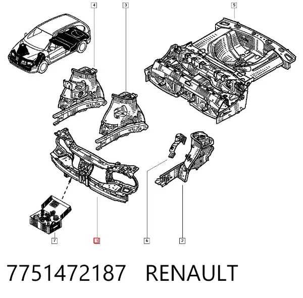 Soporte de radiador 7751472187 Renault (RVI)
