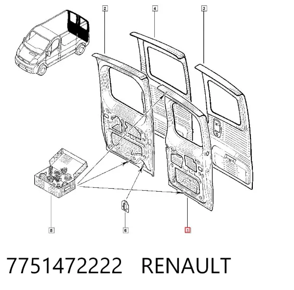 Puerta trasera izquierda de furgón de doble hoja 7751472222 Renault (RVI)