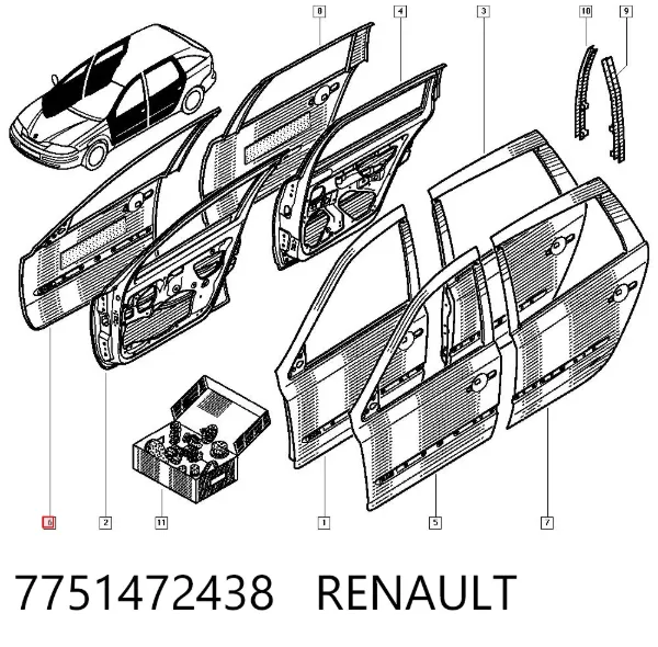 Puerta delantera derecha 7751472438 Renault (RVI)