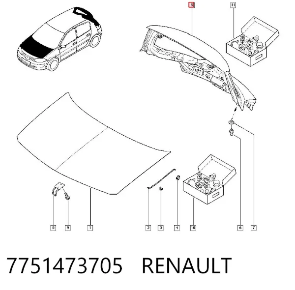 Puerta trasera 7751473705 Renault (RVI)