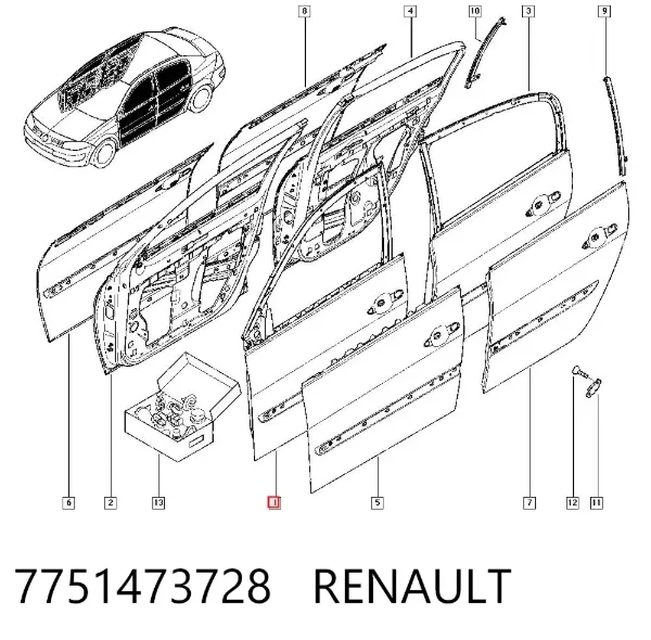 Puerta delantera izquierda 7751473728 Renault (RVI)