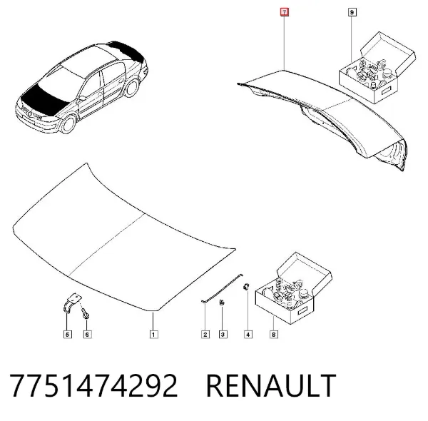 Tapa maletero Renault Megane II