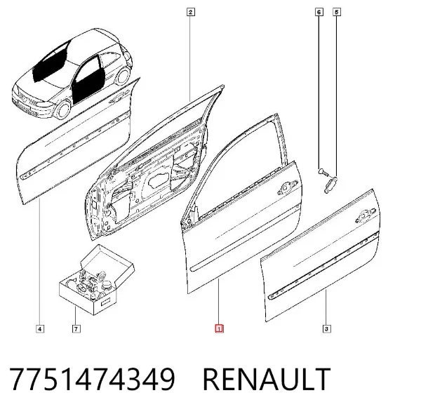 Puerta delantera izquierda 7751474349 Renault (RVI)