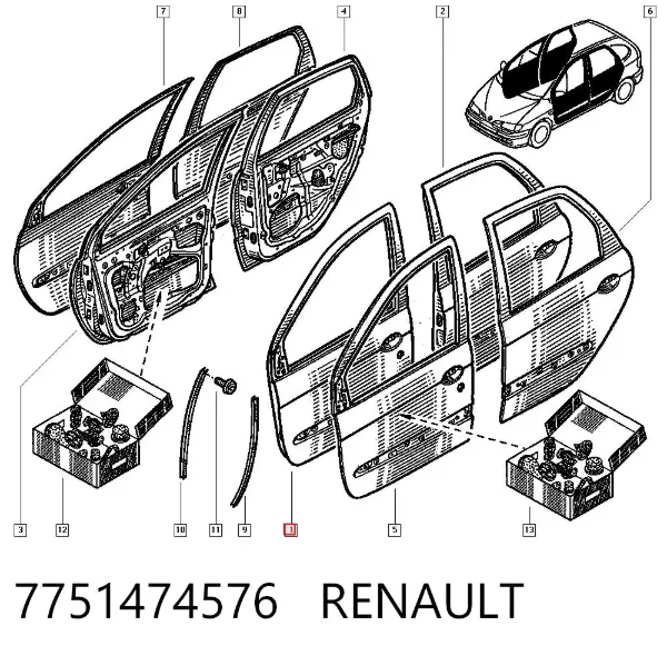 Puerta delantera izquierda 7751474576 Renault (RVI)