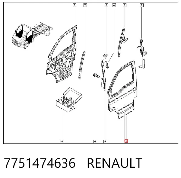 Puerta delantera izquierda 7751474636 Renault (RVI)