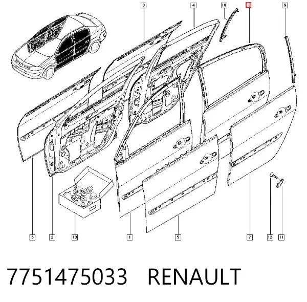 Puerta trasera izquierda 7751475033 Renault (RVI)