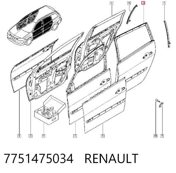 Puerta trasera izquierda 7751475034 Renault (RVI)