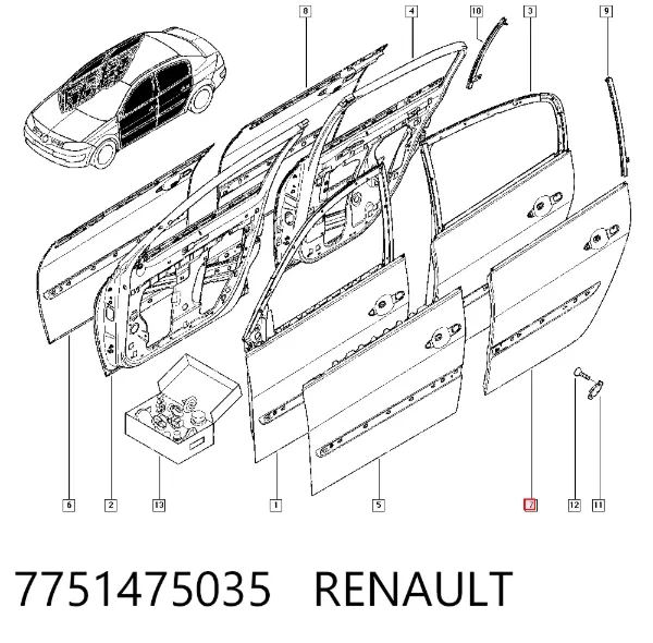 Puerta trasera izquierda 7751475035 Renault (RVI)