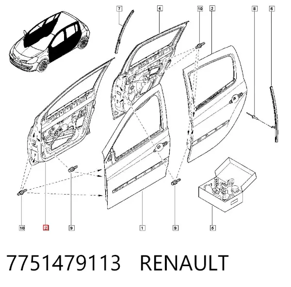 Puerta delantera derecha 7751479113 Renault (RVI)