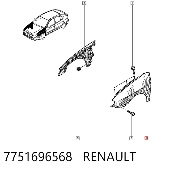 Aleta delantera izquierda 7751696568 Renault (RVI)