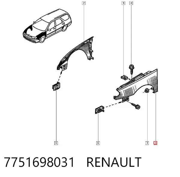 Aleta delantera izquierda 7751698031 Renault (RVI)