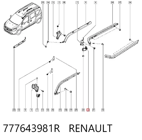 Rodillo central derecho de puerta corrediza 777643981R Renault (RVI)