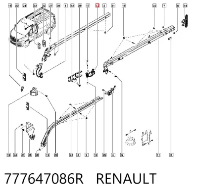 Rodillo central derecho de puerta corrediza RENAULT 777647086R