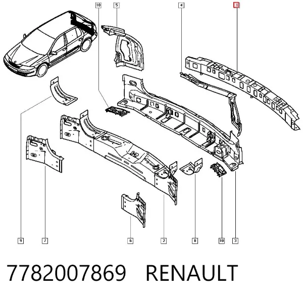 Refuerzo parachoques trasero Renault Laguna II