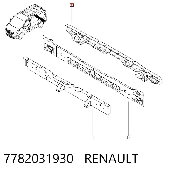 Refuerzo parachoques trasero 7782031930 Renault (RVI)