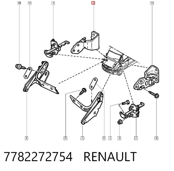 Bisagra de puerta delantera 7782272754 Renault (RVI)