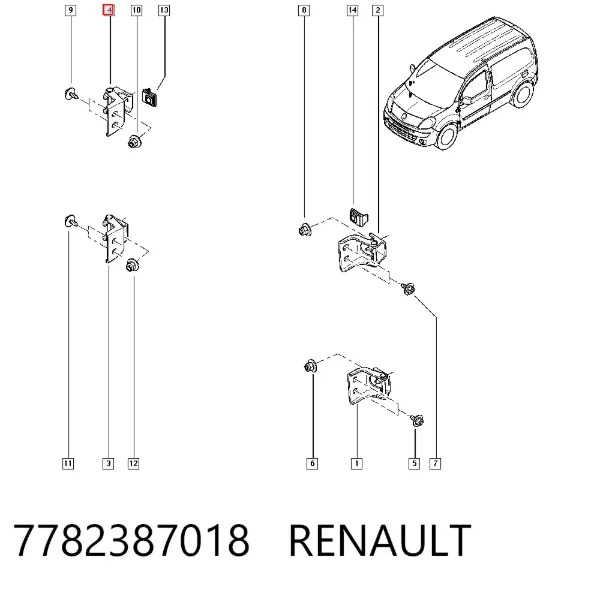 Bisagra de puerta delantera 7782387018 Renault (RVI)