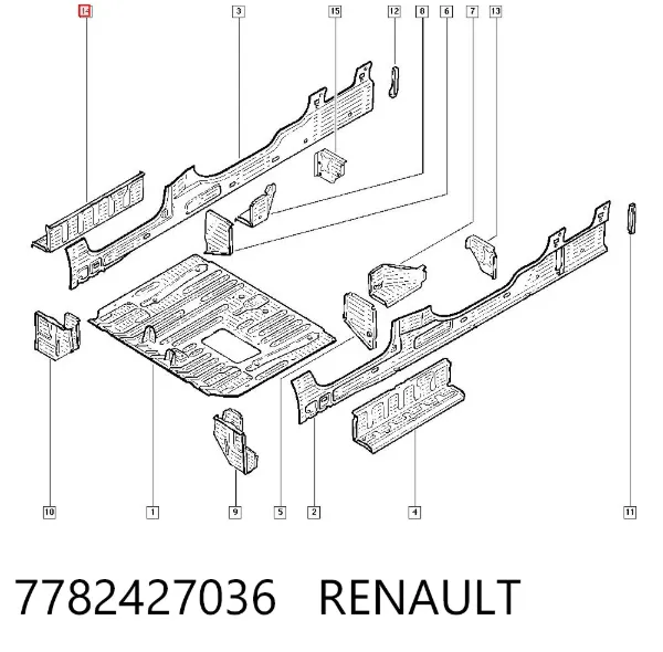 Cubierta de estribo 7782427036 Renault (RVI)