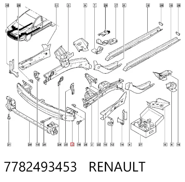 Refuerzo parachoque delantero 7782493453 Renault (RVI)