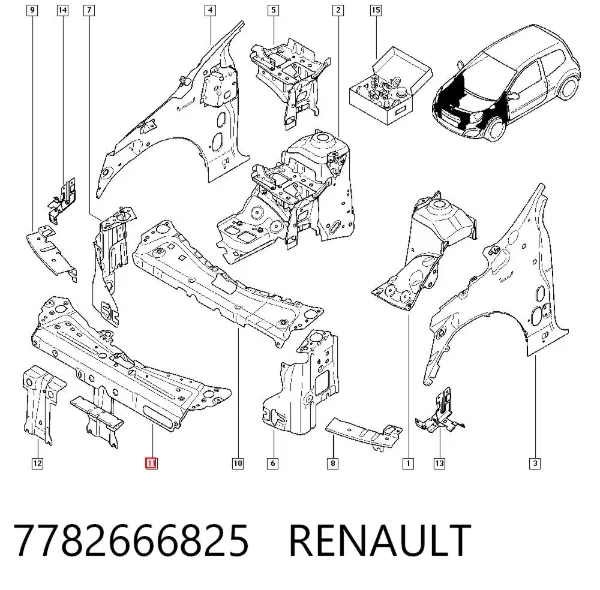 Soporte de radiador superior 7782666825 Renault (RVI)