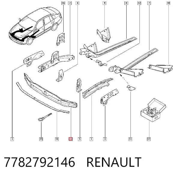 Refuerzo parachoque delantero 7782792146 Renault (RVI)