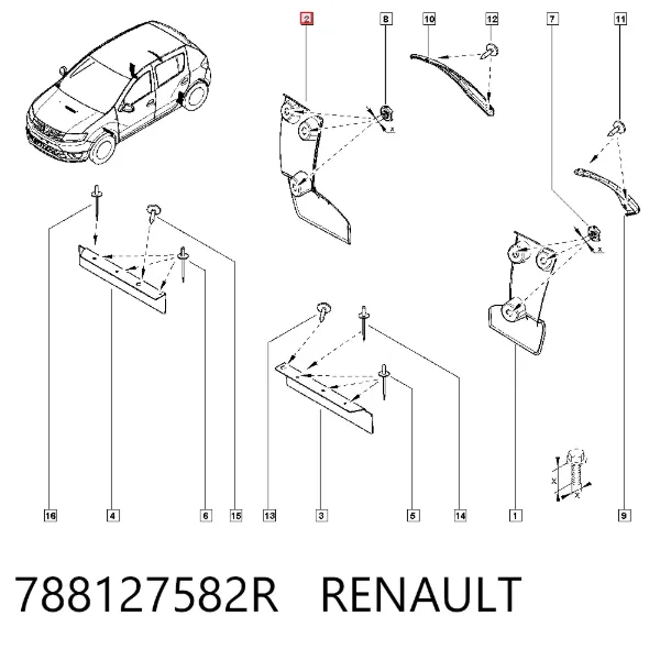 Guardabarros trasero derecho 788127582R Renault (RVI)