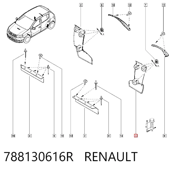 Guardabarros trasero izquierdo 788130616R Renault (RVI)