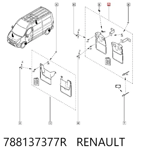 Faldillas guardabarros traseros 788137377R Renault (RVI)