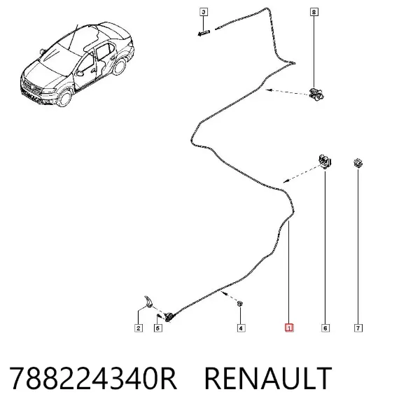 Cable de apertura de tapa del depósito de combustible 788224340R Renault (RVI)