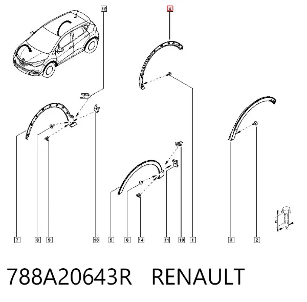 Extensión de la aleta trasera derecha 788A20643R Renault (RVI)