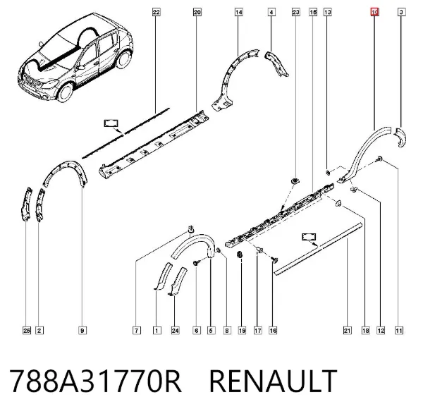 Extensión de la aleta trasera izquierda 788A31770R Renault (RVI)