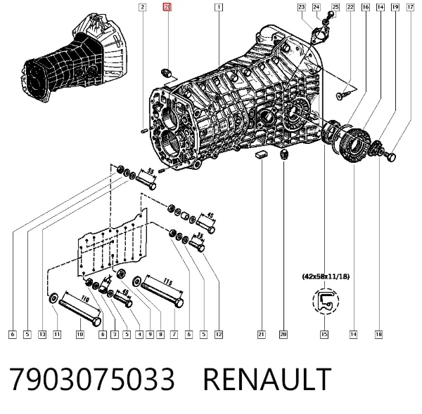 Tapón del cárter de aceite 7903075033 Renault (RVI)