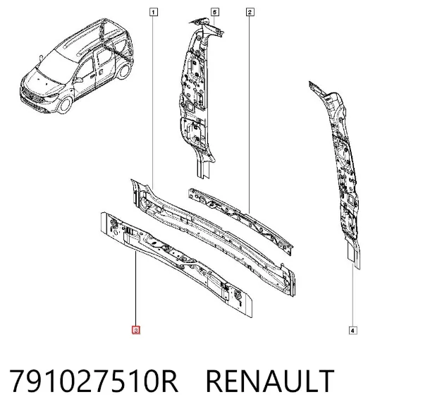 Panel del maletero trasero 791027510R Renault (RVI)