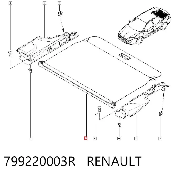 Cortina del compartimento de equipaje 799220003R Renault (RVI)
