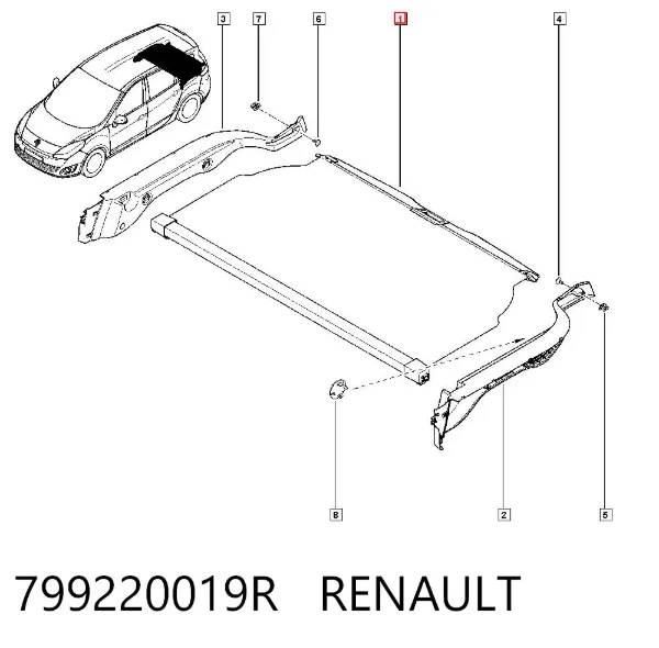 Cortina del compartimento de equipaje 799220019R Renault (RVI)