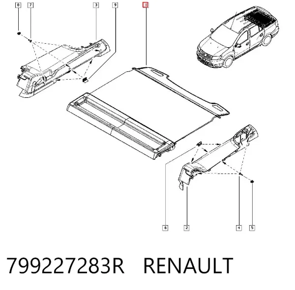 Cortina del compartimento de equipaje 799227283R Renault (RVI)