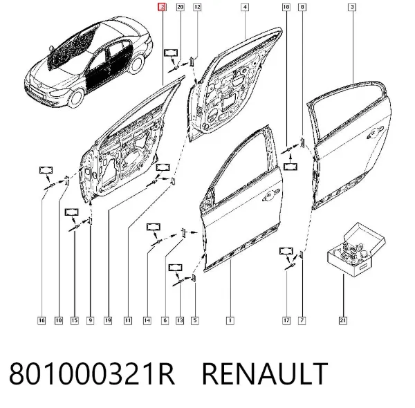 Puerta delantera derecha 801000321R Renault (RVI)