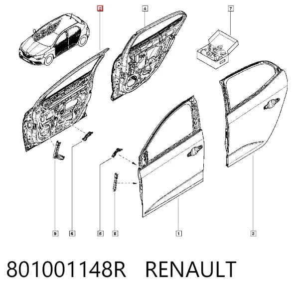 Puerta delantera derecha 801001148R Renault (RVI)