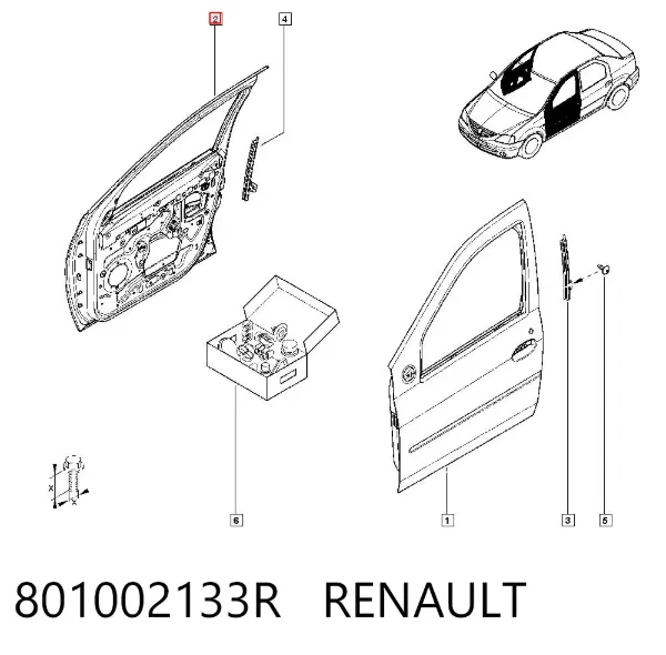 Puerta delantera derecha 801002133R Renault (RVI)