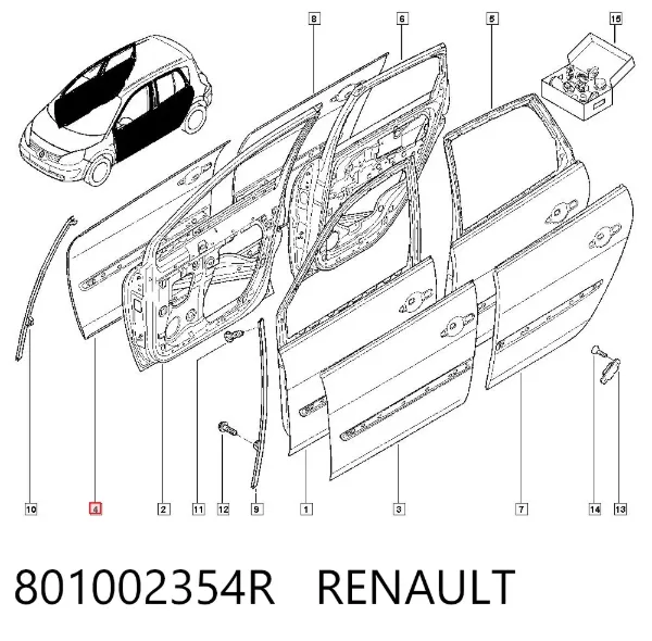 Puerta delantera derecha 801002354R Renault (RVI)